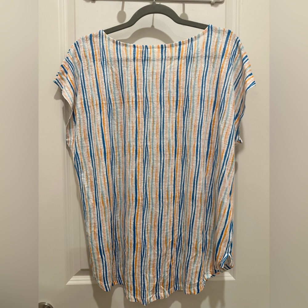 Cynthia Rowley 100% linen striped top - Picture 2 of 3